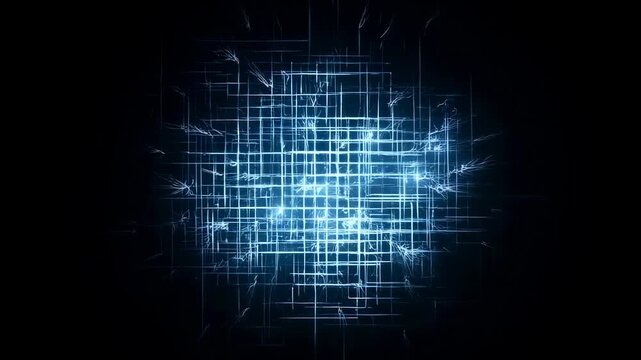 Dynamic glowing matrix: energetic blue lines pulsating in synchronicity over time