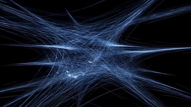 Dynamic network: glowing web of blue energy pulses and interconnected lines