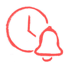 Clock Bell Ring Icon Crayon Chalk Drawing Doodle Vector