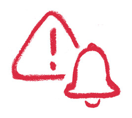 Warning Bell Ring Icon Crayon Chalk Drawing Doodle Vector