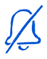 No Sound Bell Ring Icon Crayon Chalk Drawing Doodle Vector