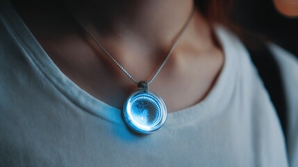 Futuristic necklace with digital display