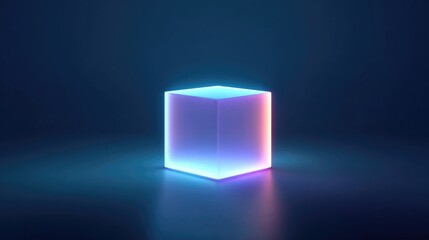 Glowing Cube on Dark Background