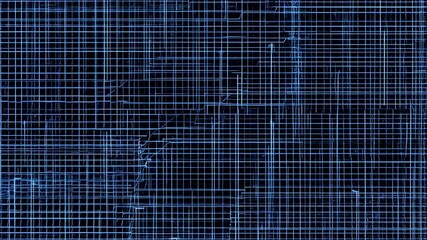 Dynamic blue grid animation showcasing digital transformation and data flow across networks
