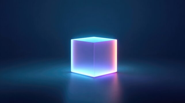 Glowing Cube on Dark Background