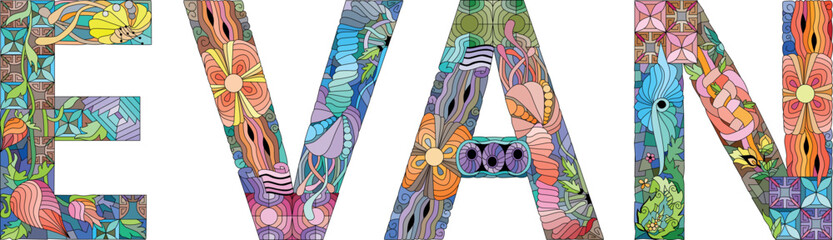 Male name EVAN. Vector decorative object