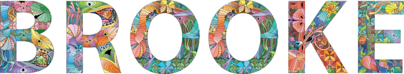 Male name BROOKE. Vector decorative object