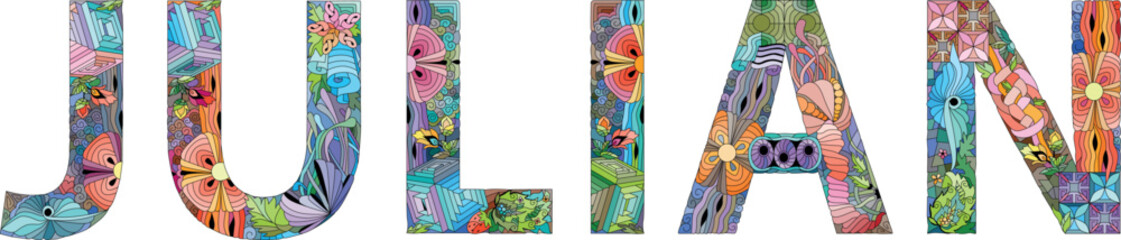 Male name JULIAN. Vector decorative object