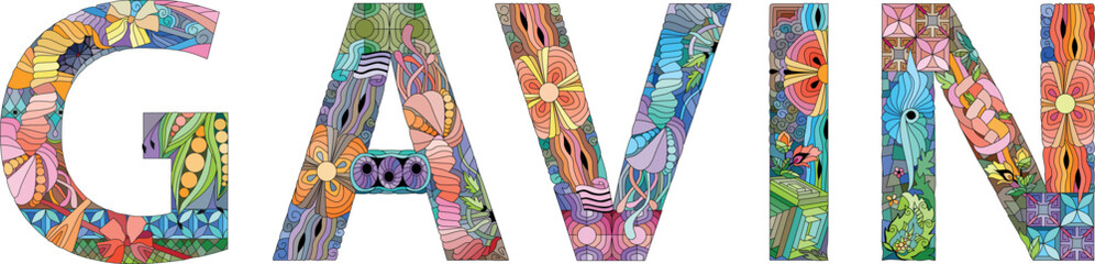 Male name GAVIN. Vector decorative object