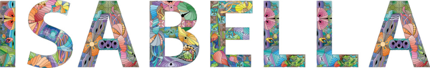Female name ISABELLA. Vector decorative object