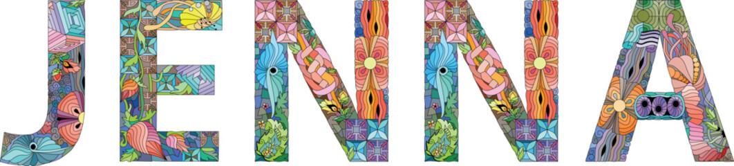 Female name JENNA. Vector decorative object