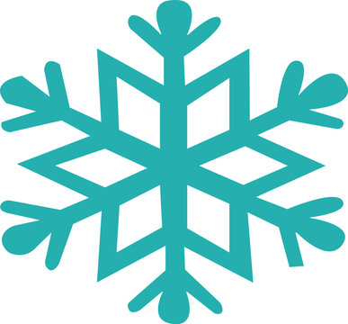 snowflake minimal flat icon Set of cute symmetric blue snowflakes isolated on a transparent background. Cartoon decorative elements. Editable stroke. Ideal for winter designs.