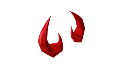 3D Render of Polygonal Red Horns