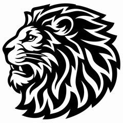 Obraz premium Dynamic vector illustration of a powerful lion's head, showcasing fierce detail and majestic wild strength