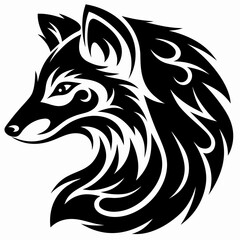 Tribal Fox Head Tattoo Design Illustration
