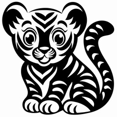 Stylized Bengal Tiger Cub Illustration for Festive Designs