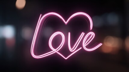 Neon heart love sign on transparent