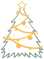 Christmas Tree with Star and Lights Cute Sticker