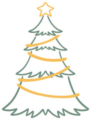 Festive Christmas Tree Illustration Sticker