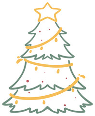 Simple Artistic Christmas Tree Illustration Sticker