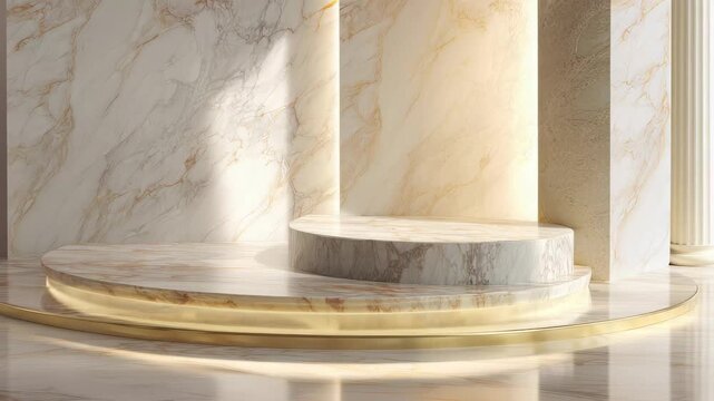 Decorative marble structure with soft light at a modern indoor location during daytime