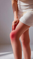 Close Up of Human Knee with Redness Indicating Pain, Inflammation or Injury