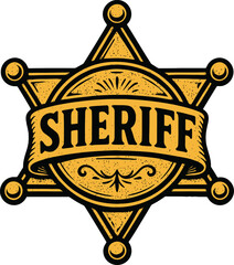 Sheriff Badge Gold Western Vintage Star Emblem
