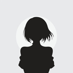 minimal black silhouette of a anime girl