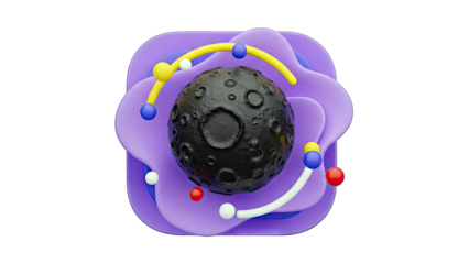 3D Render of a Planet with Orbiting Elements on White Background