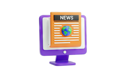 3D Render of News on Computer Screen