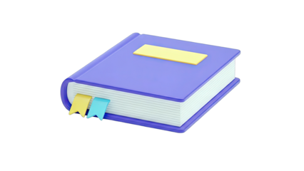 3D Rendered Book with Bookmarks on White Background