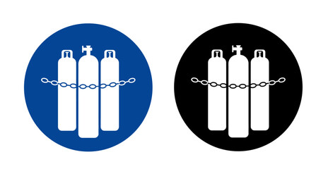 Gas Cylinder Sign Empty Cylinder Storage Area with Cylinders Chained Symbol Stock Vector