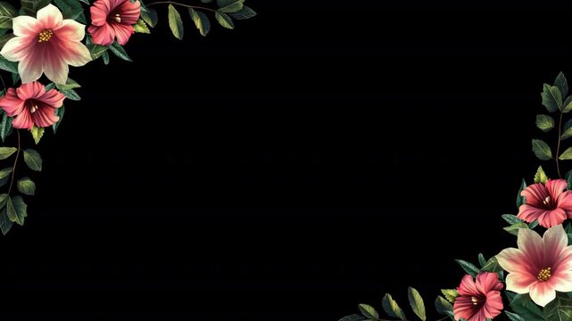 Vibrant pink flowers and lush green leaves on transparent background