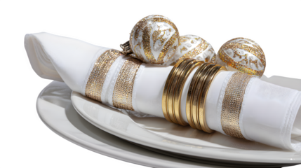 Elegant Christmas Table Setting, isolated on transparent background