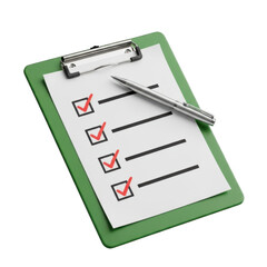 Clipboard with checklist isolated on transparent background isolated on transparent background