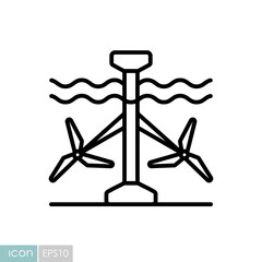 Tidal energy turbine outline vector icon