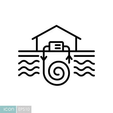 Ground source heat pump outline vector icon