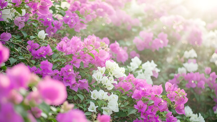 Obraz premium Pink and White Bougainvillea Blooms
