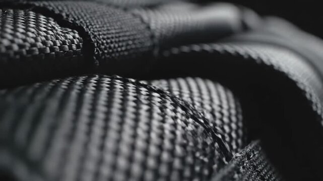 Extreme closeup macro shot of dark woven synthetic fabric texture