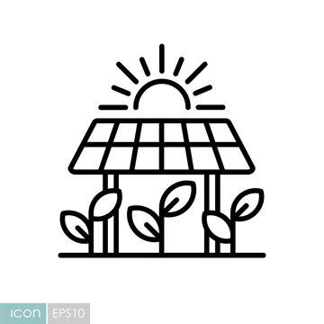 Agrivoltaics farming energy outline vector icon