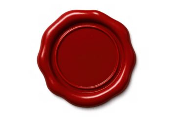 Blank red wax seal stamp symbolizing authenticity, guarantee, and vintage approval, isolated with a transparent background