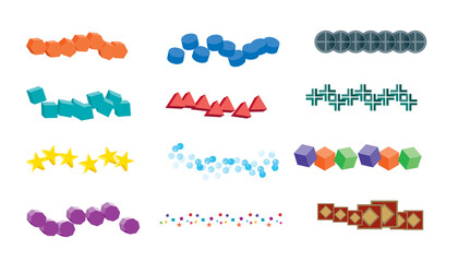 Colorful geometric shapes isolated on white background