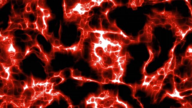 Bright red flowing abstract lava against dark background. Suitable for volcanic, nature, and abstract themed designs or concepts.