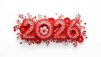 3d red chinese new year 2026 celebration greeting card design element