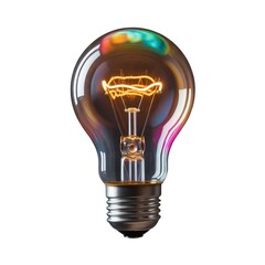 Obraz premium Illuminated incandescent light bulb with glowing filament creating a warm inviting ambiance against seamless