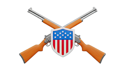 Crossed Rifles and American Shield on White Background