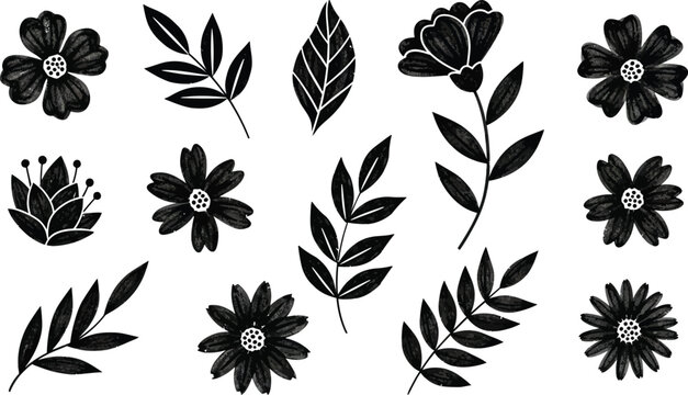 Big set with wreath, design elements, frames, calligraphic. Vector floral illustration with branches, berries, feathers and leaves. Nature frame