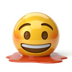 Fototapeta premium Vibrant melting smile emoji on a plain white background conveys fun and playful digital communication