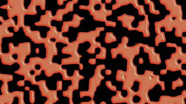 Abstract pattern with irregular shapes in orange and black suitable for backgrounds, textile design, packaging, and digital art projects.