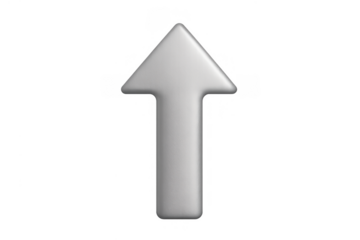3d gray arrow pointing up, symbolizing growth, progress, success, achievement, and business direction with transparent background